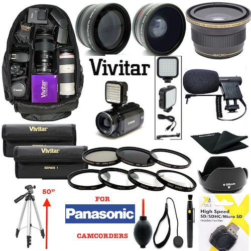 FULL HD ACCESSORY KIT LENSES BACKPACK TRIPOD FOR PANASONIC HC-V770K HD CAMCORDER