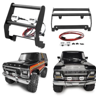 Metal Front Bumper LED Light Kit For 1/10 Scale TRX4 RC Crawlers & Ford Bronco