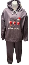 Ladies 2-piece Hoodie Jogger Set Size M Top  28  Joggers Christmas Cheers Grey