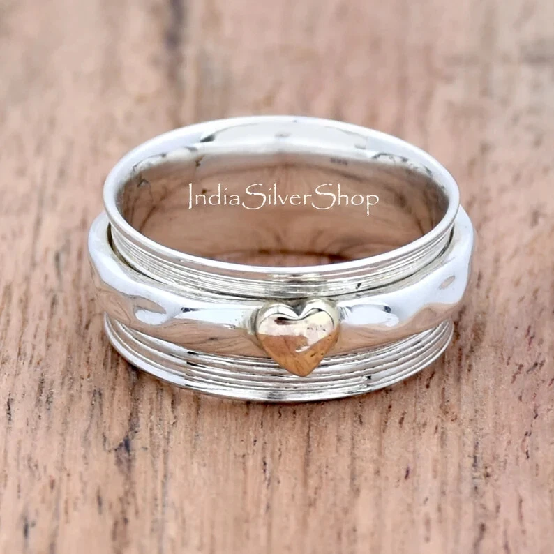 Dainty Heart Spinner Ring Anxiety Ring Fidget Ring Thumb Ring