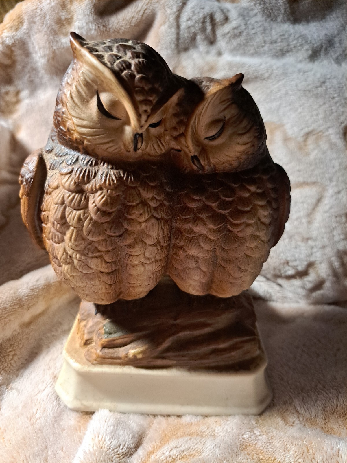 Vintage Gorham Cuddling Owls Music Box Figurine "The Way We Were" Made