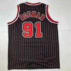 Facsimile Autographed Dennis Rodman Chicago Black Pinstripe Reprint Jersey XL