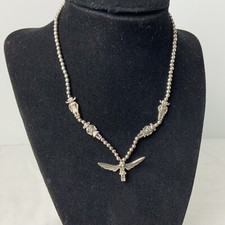 VTG Native American Sterling Silver Navajo Pearls Kachina Dancer Necklace Rare 