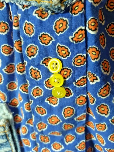 Levi's Upcycle Handmade Denim Apron 569 Jeans & Floral Pattern Tie Waist Retro - Picture 7 of 11