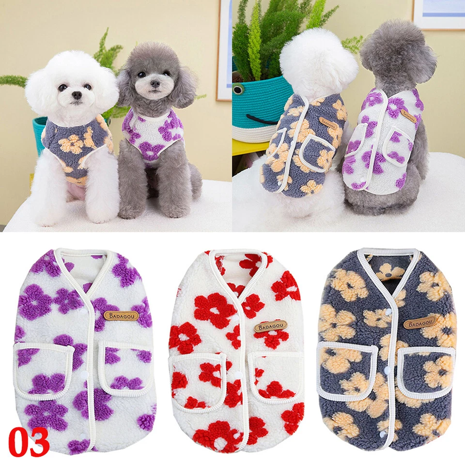 Small Dog Clothes Pet Chihuahua Winter Warm Fleece Vest Cartoon Puppy Cat Coat ! - Image 4 of 4