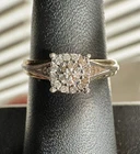 Vintage Diamond Cluster Ring Sz 7 Gold Filled Sterling 925 Engagement Wedding
