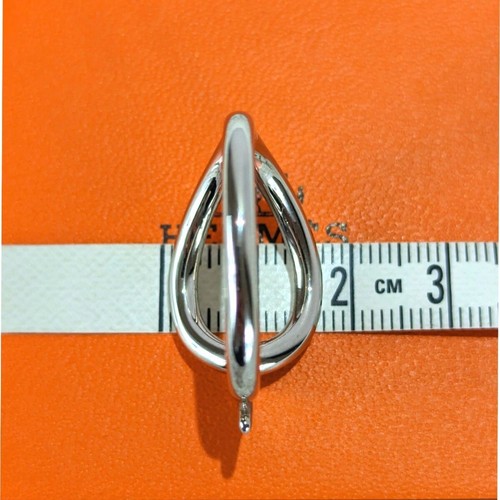 HERMES Jumbo Scarf Ring Pendant Top Silver Metal Stole Accessory Jewelry - Picture 4 of 6