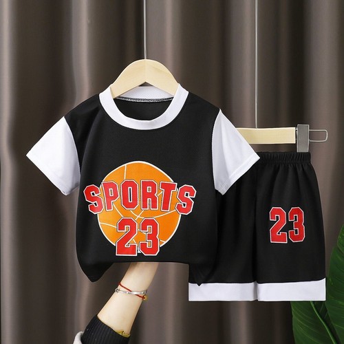 2pcs Boys' Summer Clothes Set - Basketball Sports T-Shirt & Shorts 0-10 Years - Picture 14 of 16