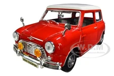 1961-1967 MORRIS MINI COOPER RED & WHITE 1/18 DIECAST MODEL CAR MOTORMAX 73113