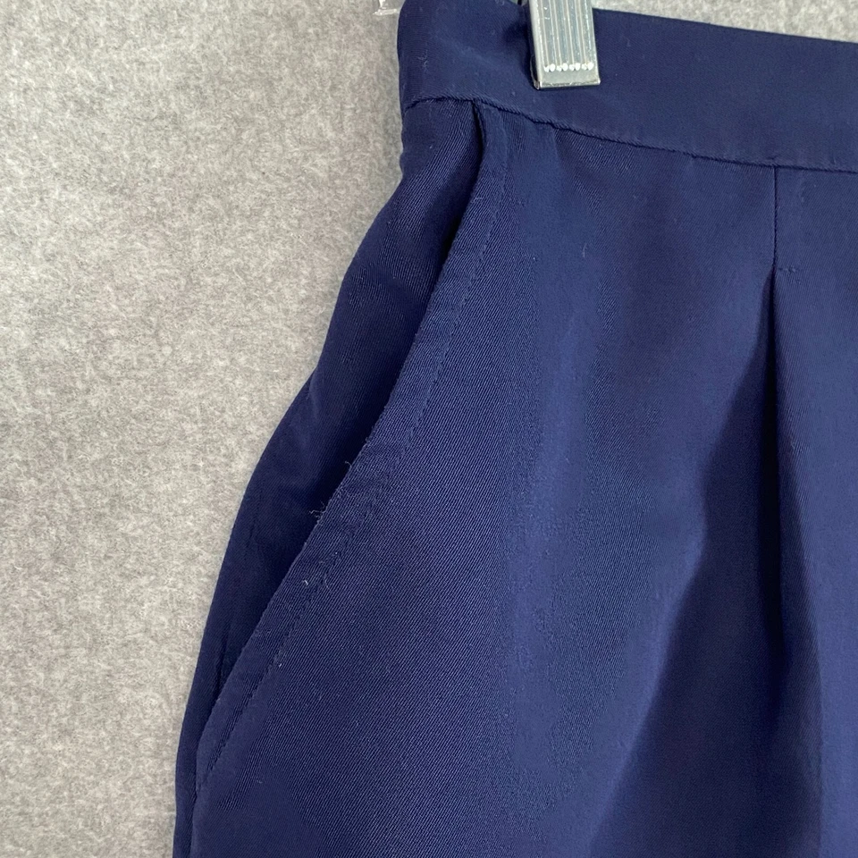 Pantalones Cortos Leon Levin Para Mujer 10 Azul Marino Plisado Frontal Tiro Alto Cintura Elástica Foto 4 de 4