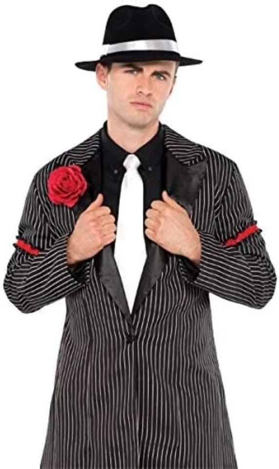 Jaqueta masculina rugindo anos 20 gangster zoot terno fantasia fantasia faixa máfia adulta - Imagem 2 de 2