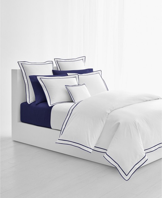 Ralph Lauren Home Spencer 475TC Cotton Sateen KING Comforter White/Navy 470 NW eBay