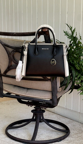 MICHAEL KORS MERCER MEDIUM ZIP BELTED SATCHEL SHOULDER BAG MK BLACK GREY LEATHER - Picture 5 of 12