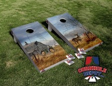 Deer Farm Barn Board Cornhole Board Vinyl Wrap Skins Laminated Sticker Set Decal