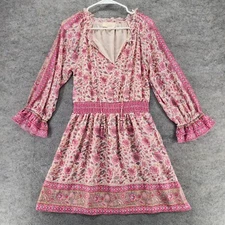 Love The Label Dress Womens XS Tippy Border Long Sleeve Pink Floral