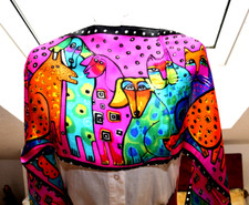 Animals abstract art silk scarf 100 silk new