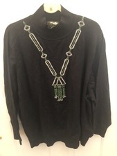 Bob Mackie Woman  s Black Pullover Sweater w/embroidery  Beading Size 3X
