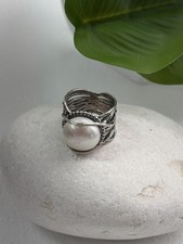 Vintage 925 Sterling Silver Pearl Ring Size 4
