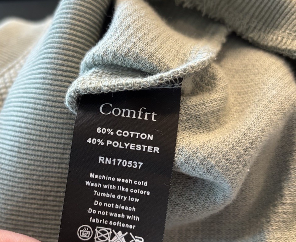 Comfrt Mens Green Waffle Knit Sweatshirt Top Size L Green Lightweight Thermal