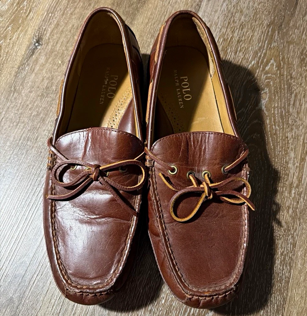 希少！USA製 POLO RALPH LAUREN レザー × ウール モカシン 25+ Ralph Lauren Moccasin Brown Casual Shoes for Men for sale