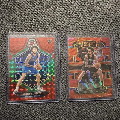 2023-24 Panini Mosaic Dereck Lively II RC Red & Green + Select Red RC (Prizm)