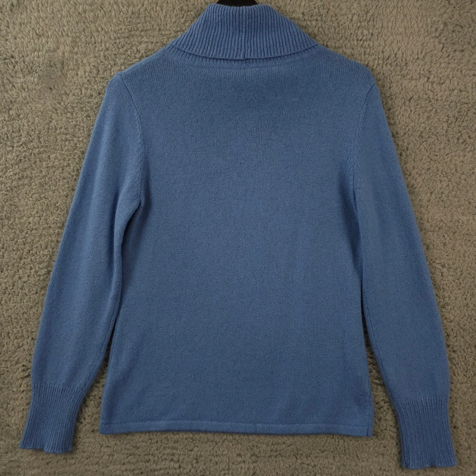 Suéter Ann Taylor Para Mujer L Azul Cuello Alto Mezcla de Cabello de Conejo Tejido Suave Pullover Foto 2 de 4