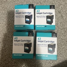 Lot Of 4 NEW WEXFORD 63 Inkjet Cartridge Black Replaces HP 63 OEM F6U62AN