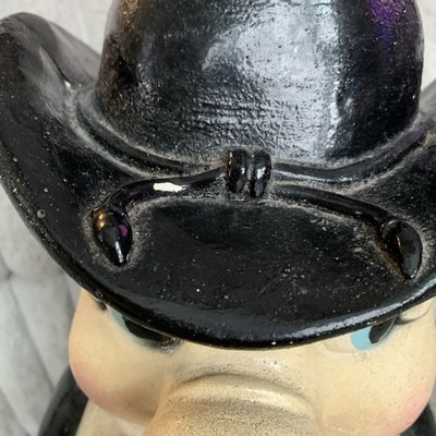 Rare 1950 Vintage JUMBO Chalkware Sheriff Pig Piggy Bank Western