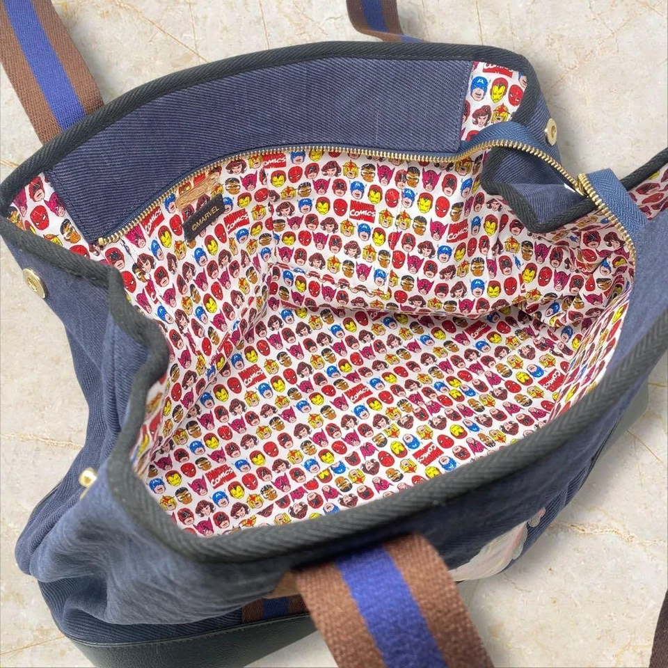 Samantha Thavasa Marvel Avengers Tote Bag Denim Navy Unused Near Mint - Image 3 of 4