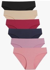 6 Pack Women  s Seamless Hipster No Show Underwear Soft Stretch Bikini Briefs