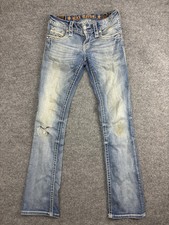 Rock Revival Monica Slim Boot Jeans Womens 26 Blue Light Wash Distressed 26x32