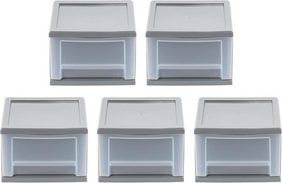 IRIS USA 6.5 Quart Gray Stackable Drawer, 5 Pack