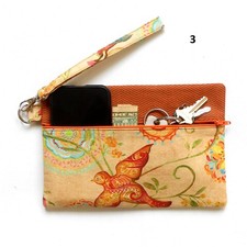 Lined Wristlet, Cell Phone Clutch, Zipper Pouch, Removable Strap, Small Purse