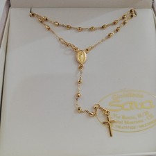 Collana rosario 50 cm grani sfaccettati con madonnina miracolosa oro 750 18 kt 