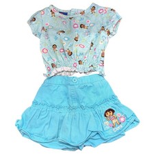 Vintage Y2K nick jr dora the explorer rare all over print top skirt 18 months