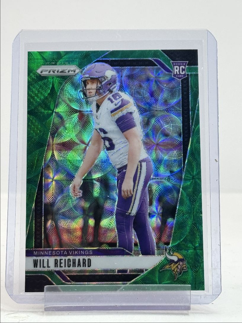 WILL REICHARD 2024 PANINI PRIZM ROOKIE GREEN SCOPE VIKINGS RC /75 Q2045