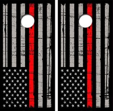 The Thin Red Line Version Cornhole Board Decal Wrap FREE SQUEEGEE