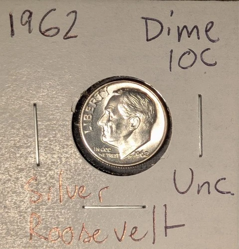1962 10C Roosevelt Dime - BU, Uncirculated, MS - tgh007