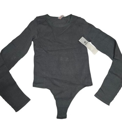 Mono B Ribbed Forrest Green Basic Capsule Wardrobe Bodysuit Medium