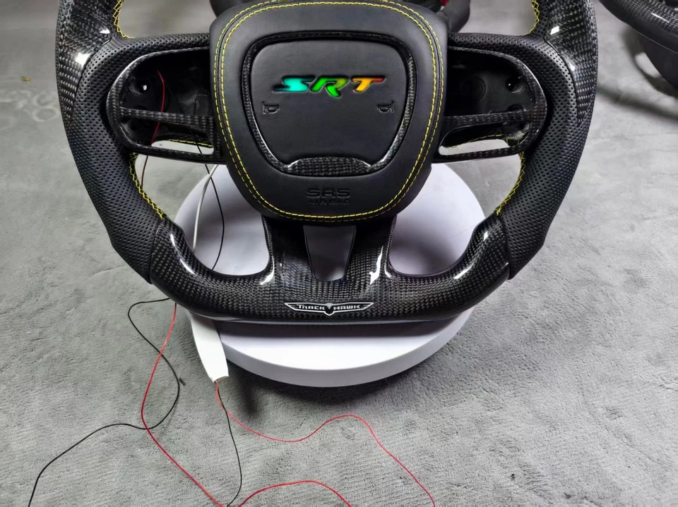 LED Carbon fiber Steering Wheel Fit Dodge Charger Hellcat Jeep SRT8 2015+ - Image 4 of 4