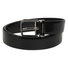DOLCE & GABBANA Belt Black Leather Classic Metal Buckle Men 105cm / 42in 530usd