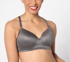Breezies Women's Bra Sz 44C Diamond Shimmer Wirefree T-Shirt Gray A630702