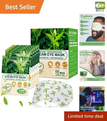 Relaxation & Eye Care: 16 Steam Eye Masks with Green Tea - Travel Essentials