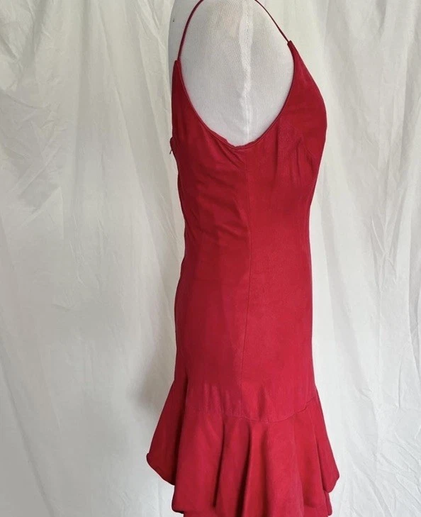 VINTAGE RED VAKKO SUEDE DRESS - Image 4 of 4