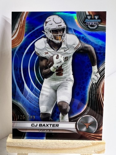 2024 Bowman Best U CJ BAXTER Blue Refractor /149 #62 Texas RB - Picture 1 of 4