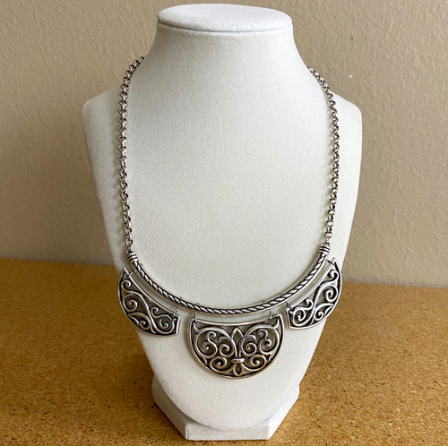 Brighton Gwenevere Lace Collar Necklace Statement Silver Tone NWT