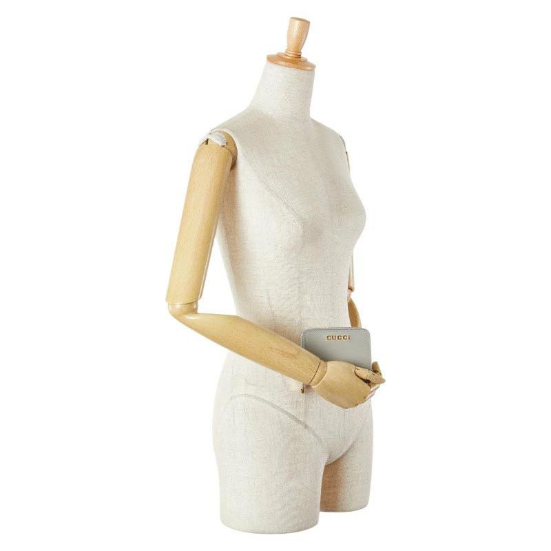 Gucci Script Mini Wallet Gray Leather Bifold Card… - image 11