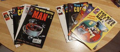 LOT OF 10 TOO MUCH COFFEE MAN ADHESIVE COMICS 1993