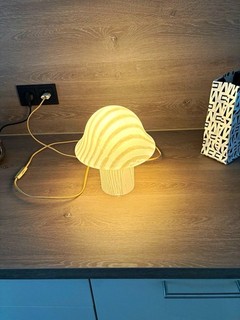 Peill und Putzler Tischlampe Glas pilzförmig strukturiert weiß mit Kabel Innen