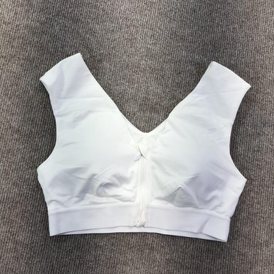 Tommie Copper Sports Bra Womens Medium White Zip Front Shoulder Support V Neck